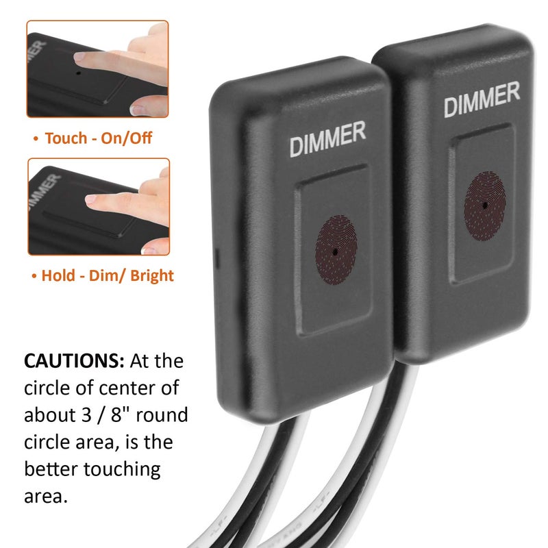 Facon 12Volt Touch Double Dimmer Switch,100W Max, PWM Wall Mount Dimmer Switch, Use with 12V LED Lights, Incandescent and Halogen Bulbs for RV, Camper, Marine, and Strip Lights (Double) - Image 3